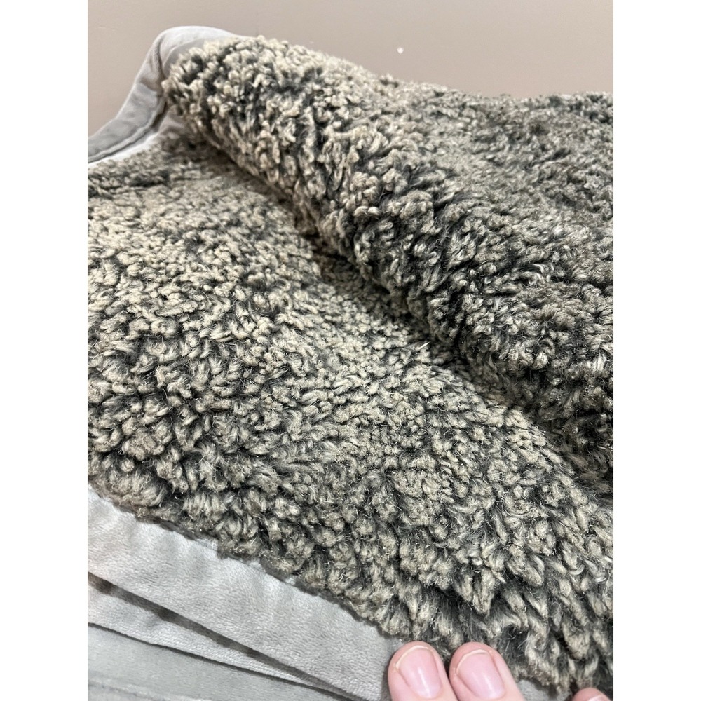 Pottery Barn Faux Fur Throw Curly Lamb 50x60"‎ Gray Black - Picture 7 of 7